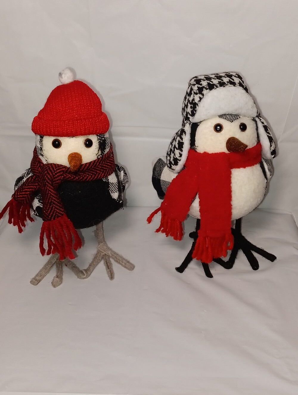Featherly Friends Whimsical Pair of Holiday Plush Birds in Red & Black - Picture 1 of 7
